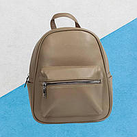 Рюкзак жіночий міський міський бежевий темний,  сумка стильна молодіжна еко шкіра 26х22х12 см