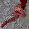Колготки з вирізом, еротичні колготки з відкритими стегнами One Size червоного кольору, фото 10