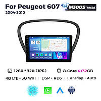 Штатная магнитола Peugeot 607 (2004-2010) M300 (4/32 Гб), HD (1280x720) QLED, GPS + 4G + CarPlay
