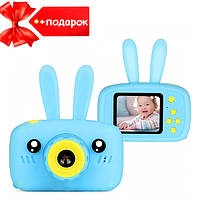 Детский фотоаппарат Baby Photo Camera Rabbit с автофокусом Х-500 Голубой + Подарок Пластилин