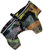 Водостойкая одежда для собак дождевик со шлейкой 2в1 на змейке с водоотталкивающей пропиткой абстракция