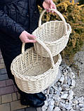Набір плетених вибілених кошиків з лози. Арт:30114, фото 2