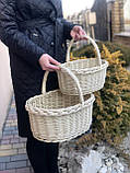 Набір плетених вибілених кошиків з лози. Арт:30114, фото 5