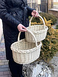 Набір плетених вибілених кошиків з лози. Арт:30114, фото 4