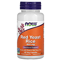 Красный дрожжевой рис, Red Yeast Rice, Now Foods, 600 мг, 60 капсул (NOW-03500)