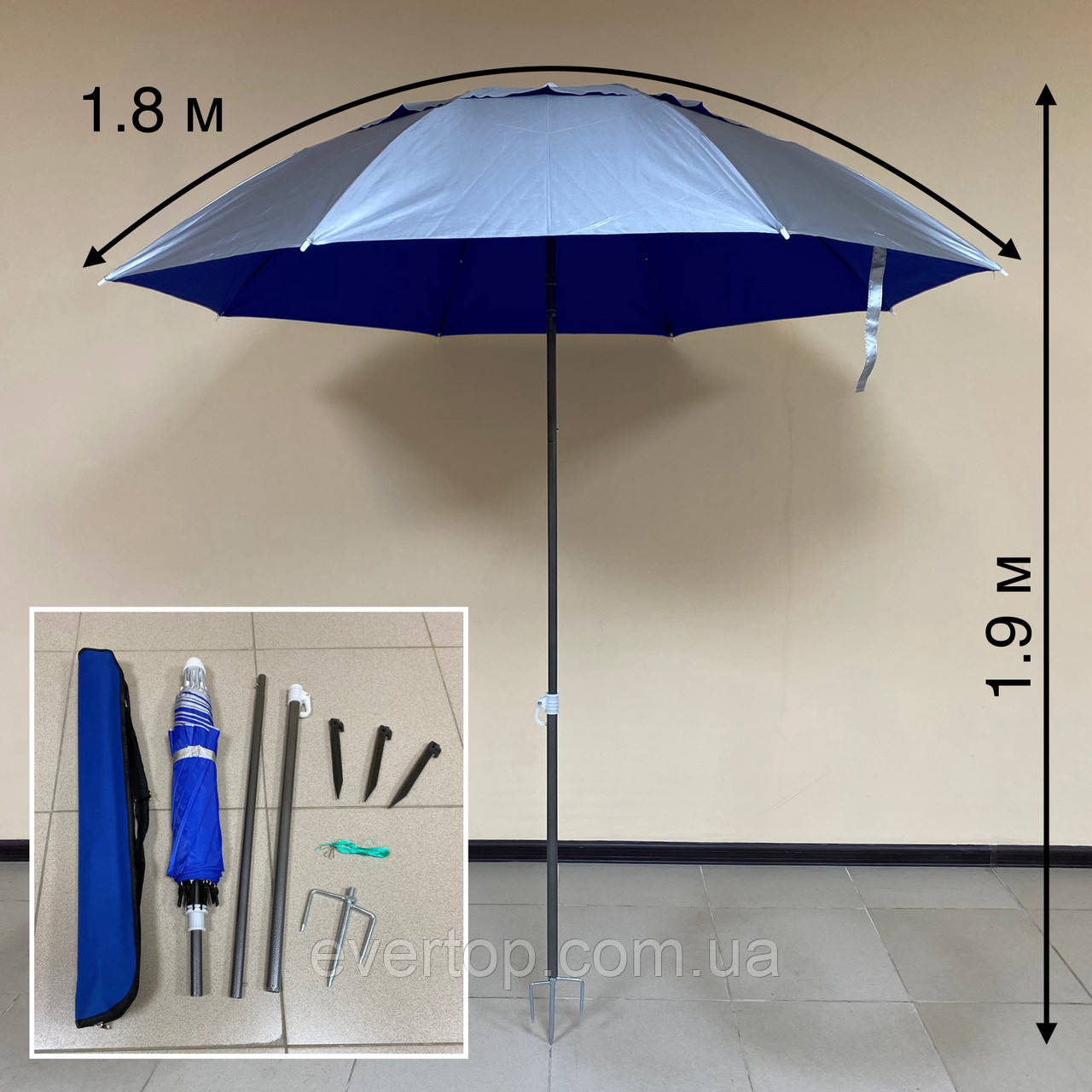 Пляжна парасоля 1.80 см + Full комплект аксесуарів