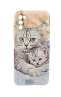 Чехол Picture для Samsung Galaxy A03s / A037 плотный бампер с микрофиброй рисунок коты