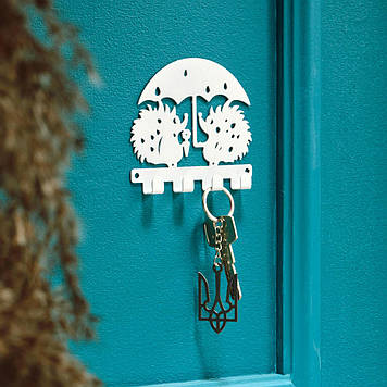 Ключниця настінна металева 11*10 см на 4 гачки Їжаки