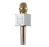 Беспроводной караоке микрофон с встроенными динамиками Bluetooth USB Q7 UTM Gold