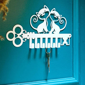 Ключниця настінна металева 31*18 см на 6 гачків Кішки