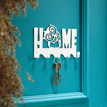 Ключниця настінна металева 19*12 см на 5 гачків Сова