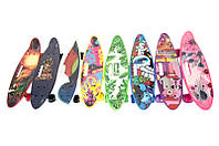 Скейт (пенни борд) Penny board со светящимися колесами АБСТРАКЦИЯ
