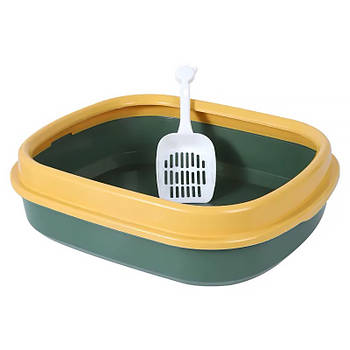 Туалет лоток для кішок із лопаткою Taotaopets 225501 46*38*13 см Green