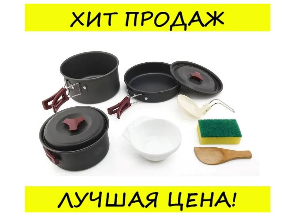 Набір посуду AL-300 на 2-3 осіб, з анодованого алюмінію, комплект туристичний похідний кемпінг
