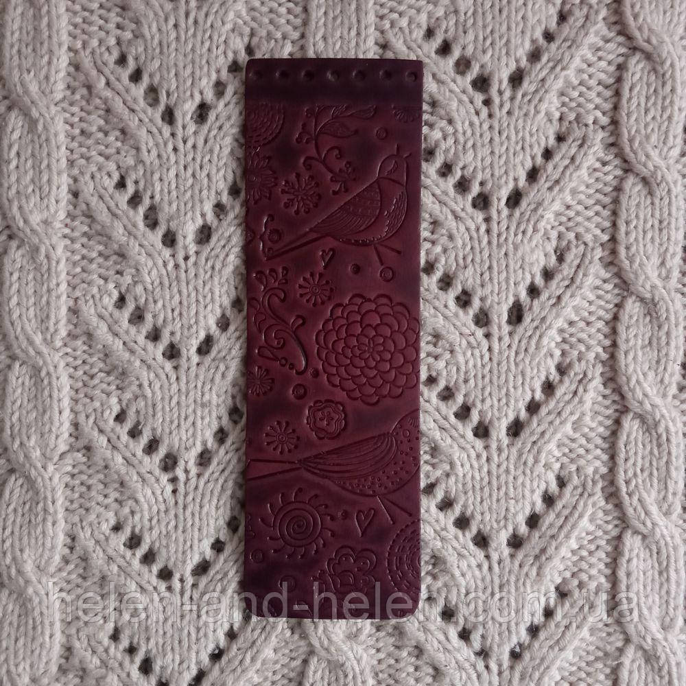 Клапан сумки вузький. "Пташки". Бордо, фото 1