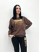 Демісезонний жіночий спортивний двокольоровий костюм світшот та штани