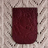Клапан для міні сумки 12*18 "Листя". Бордо, фото 2