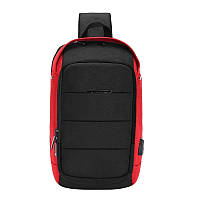 Спортивная сумка через плечо Ozuko 9068 35*11*22 см Черно-красный
