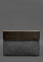 Чехол-конверт с клапаном кожа+фетр для MacBook 14 Темно-коричневый Crazy Horse BlankNote