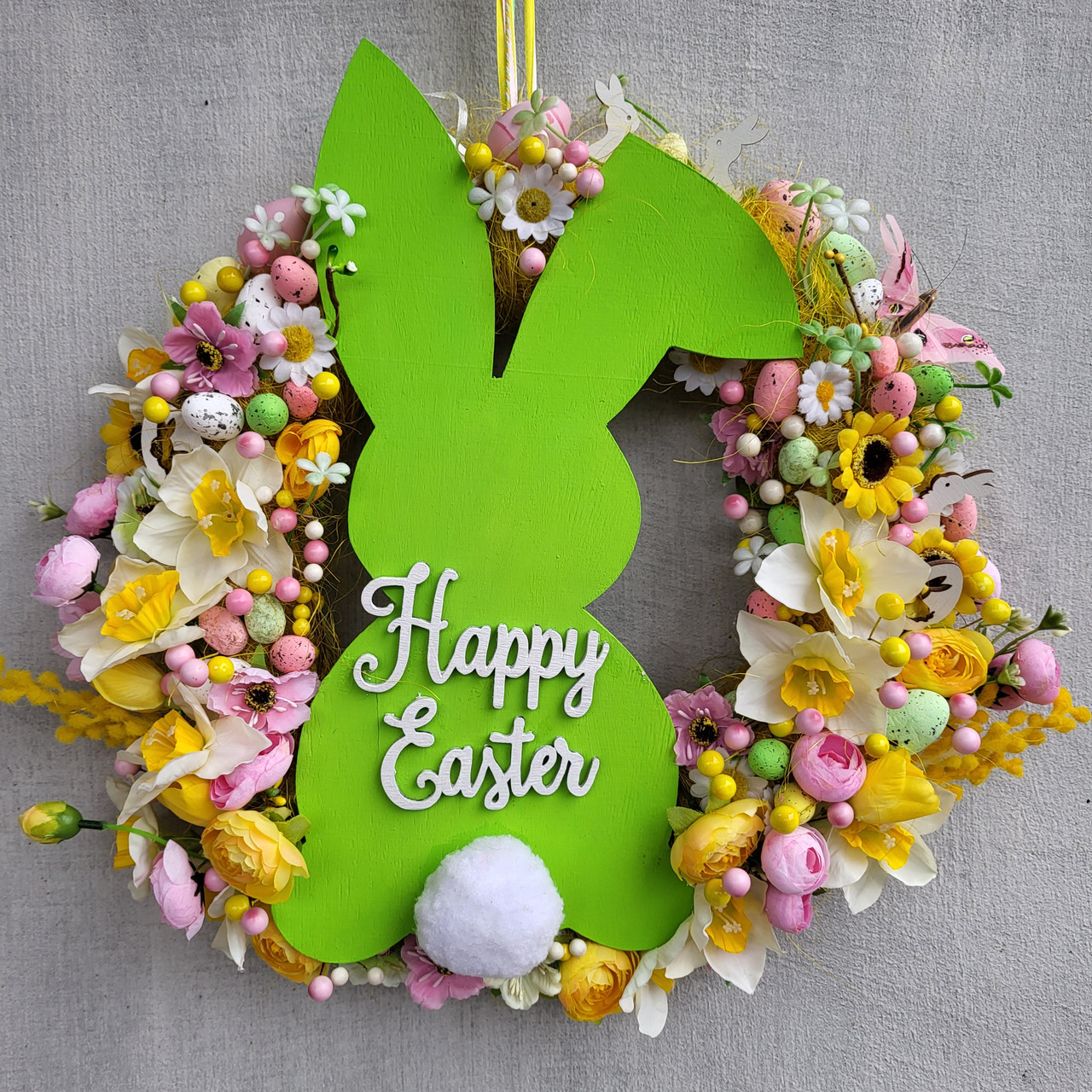 ПАсхальний великодній вінок з зайцем на двері, стіну 40 см, фото 1