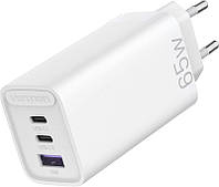 Зарядний мережевий пристрій Vention 3-Port GaN Charger 65 W USB-C / 30 Вт USB-C / 30 Вт USB White (FEDWO-EU)