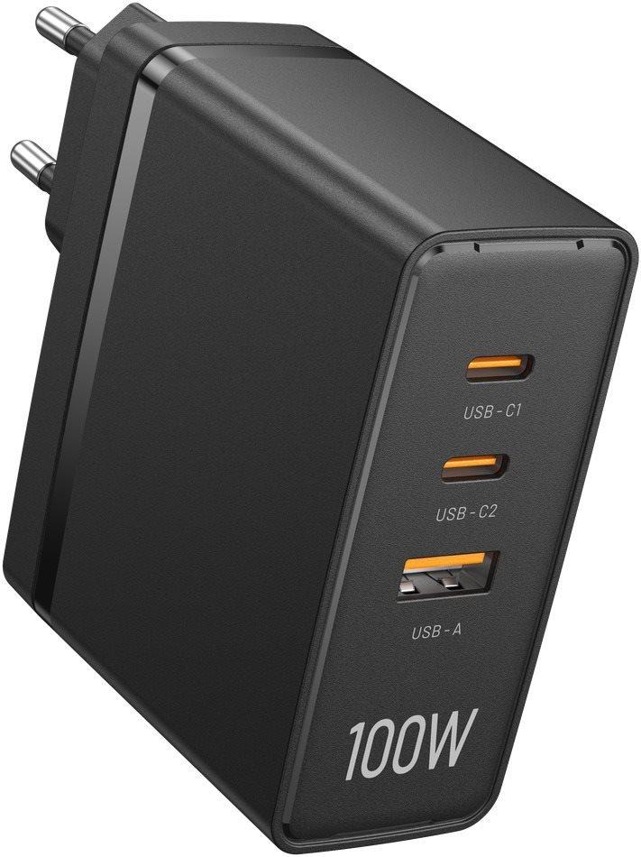 Зарядний мережевий пристрій Vention Ultra 3-Port USB (C+C+A) GaN 100 Вт / 100 Вт / 30 Вт Black (FEGBO-EU)