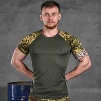 Легкая мужская футболка Odin coolmax, военная потоотводная футболка олива с принтом шелкографией ВСУ
