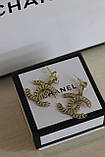 Сережки гвоздики з логотипом/присріблення та позолота 24К/Сіреньги великі стиль Шанель, фото 3