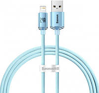 Кабель Baseus Crystal Shine Series Fast Charging Data Cable USB to iP 2.4A 2 м Sky Blue (CAJY001203) АРТ:127