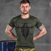 Тактическая футболка Odin coolmax, потоотводная футболка с принтом шелкографией олива для ВСУ XL