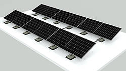 Баластна система кріплень сонячних панелей на 1 ФЕМ для плоскої покрівлі.