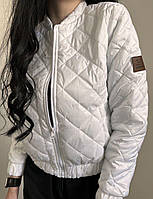 Куртка бомбер женская, Женская короткая демисезонная куртка-бомбер, Короткая женская белая куртка