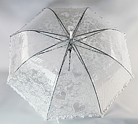 Уценка Прозрачный зонтик-трость, полуавтомат с ручкой крюк и контуром по краю купола