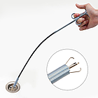 Гнучкий трос для чищення каналізаційних труб від засорів із щупом, Змійка, 60 см / Інструмент для чищення труб, фото 8