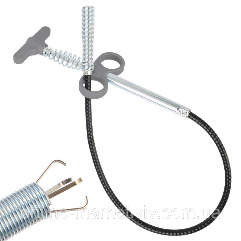 Гнучкий трос для чищення каналізаційних труб від засорів із щупом, Змійка, 60 см / Інструмент для чищення труб, фото 1