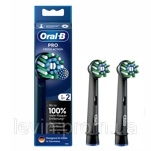 Насадка Oral-B Cross Action Black Pro (2 шт.) змінні насадки на зубну щітку braun орал би чорного кольору
