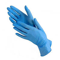 Перчатки одноразовые нитриловые без пудры 100 шт голубые плотные размер S