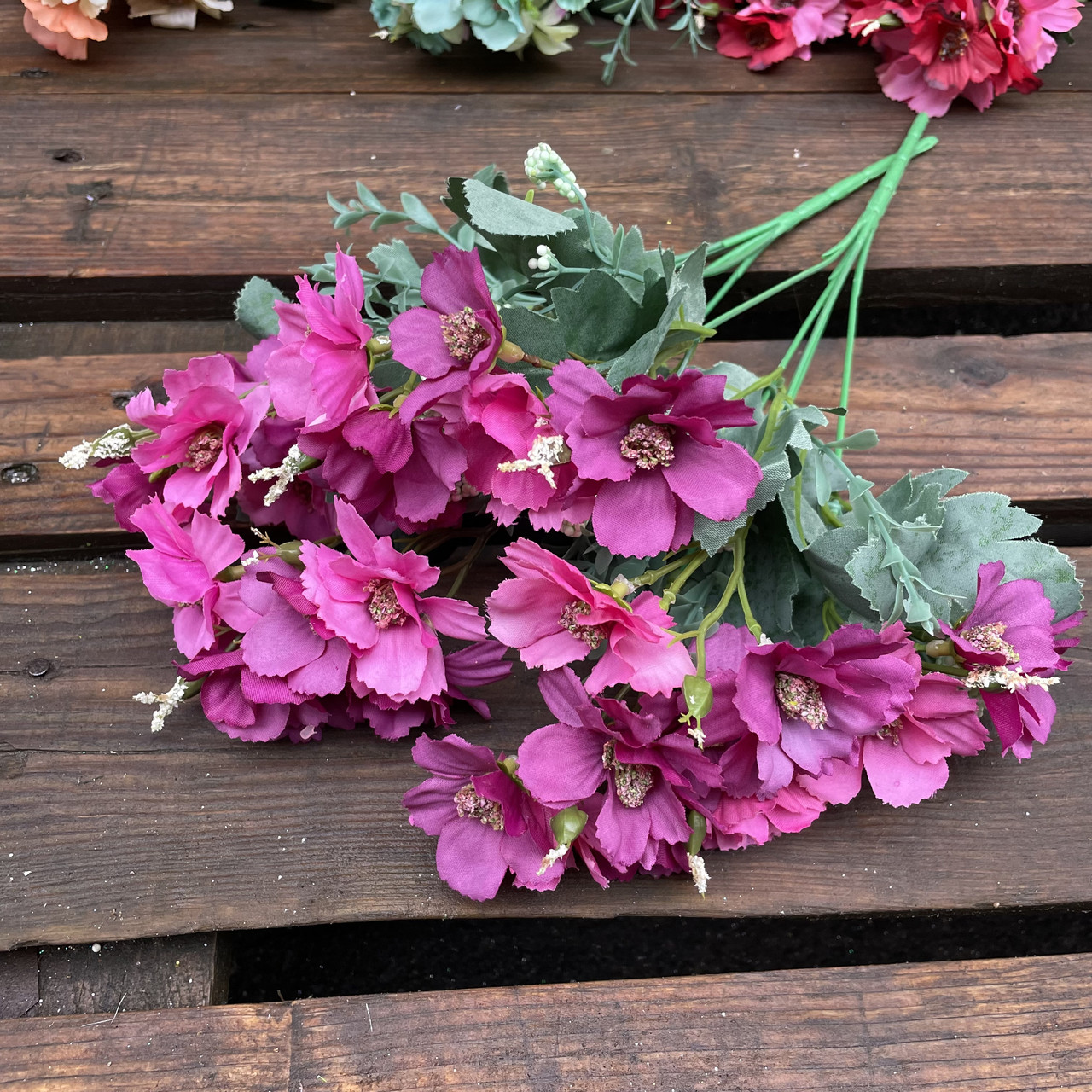 Штучні квіти Букет ромашки 32 см. малиновий, фото 1