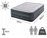 Надувний матрац, двомісне ліжко Intex 64418 Comfort-Plush з вбудованим електронасосом, 152х203х56 см, фото 3