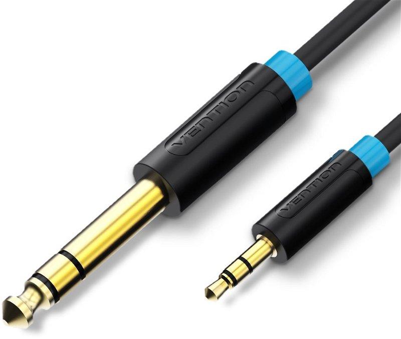 Кабель аудіо Vention minijack 3.5 мм — Jack 6.35 мм 2 м Black (BABBH), фото 1