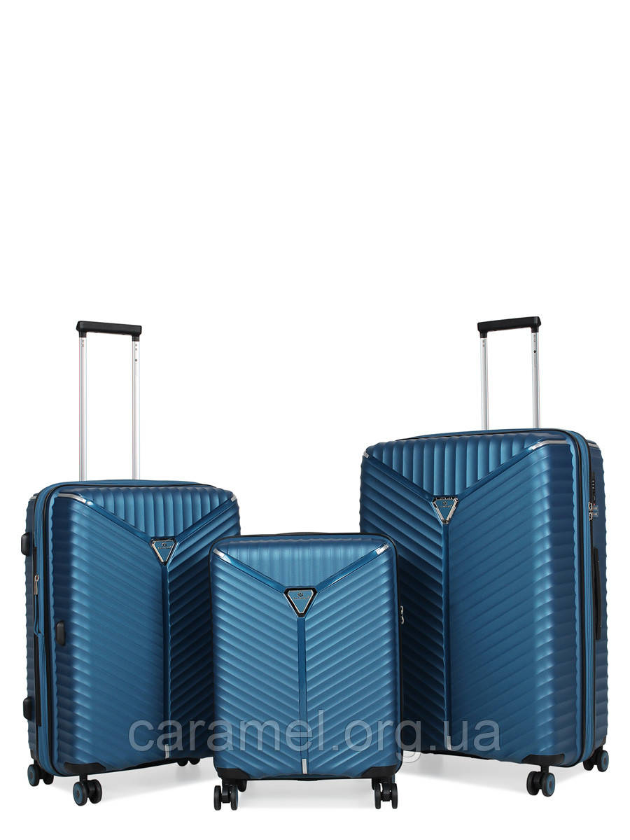 Набір з 3х валіз Франція поліпропілен з розширенням велика середня мала (L M S) синій | Snowball 05103
