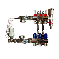 Коллектор "ITAL-therm" на 3 контура в сборе для тёплого пола латунный