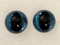 Глазки для мягких игрушек синие, кошачьи, с блестками. d 15 мм. №А181 Глаза премиум класс.