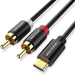 Перехідник-розгалужувач Vention USB-C — 2 RCA аудіокабель1 м Black (BGDBF)