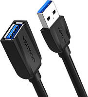 USB кабель-удлинитель Vention USB 3.0 Male to USB Female Flexible Round 5Gbps 2 м Black (VAS-A45-B200)