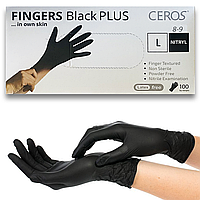 Нітрилові рукавички CEROS Fingers® PLUS, 5 грам, L (8-9), чорні, 100 шт