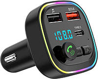 FM-передавач, автомобільний адаптер Bluetooth, радіо, MP3-плеєр, 2 порти USB 5 В/3 А, швидкий автомобільний зарядний пристрій PD
