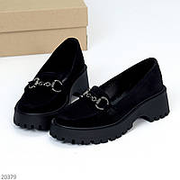 Класичні чорні жіночі замшеві туфлі лофери натуральна замша колір на вибір взуття жіноче