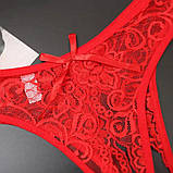 Жіночі еротичні трусики для сексу, чорні мереживні трусики для рольових ігор з відкритою промежиною S, фото 4