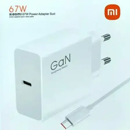 Зарядний пристрій Xiaomi GaN 1Type-C/67W + кабель Type-C to Type-C White, фото 1